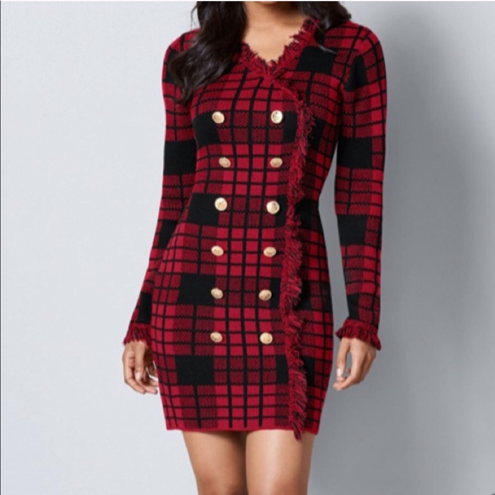 Venus plaid button front Suit Dress